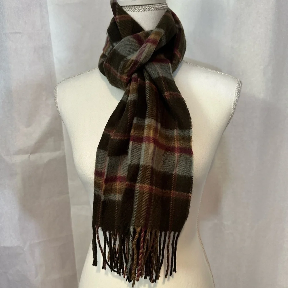 Chic Plaid Scarf in Black, Pink, and Brown